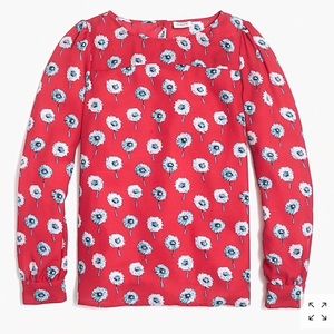 J Crew Size M Red Floral Boatneck Top